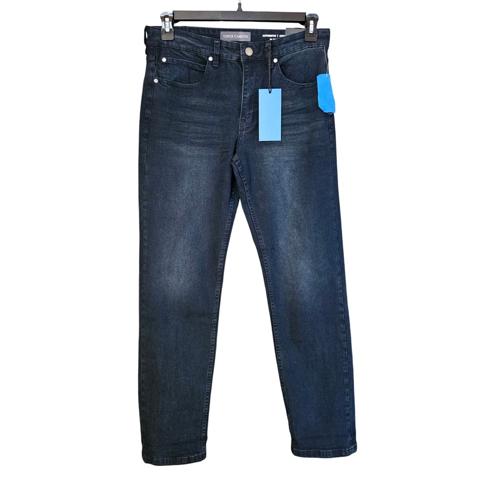 Vince Camuto Mens Authentic Straight Leg Dark Wash Stretch Denim Jeans 30x30
